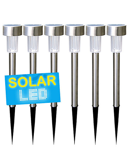 6er-Set LED Solarlampen Edelstahl 36 cm,6er-Set