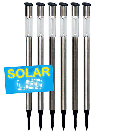 6er Set LED Solarlampen Edelstahl 70 cm,6er-Set