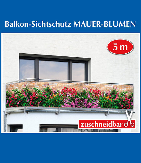 Balkon-Sichtschutz "Mauer-Blumen",5 Meter