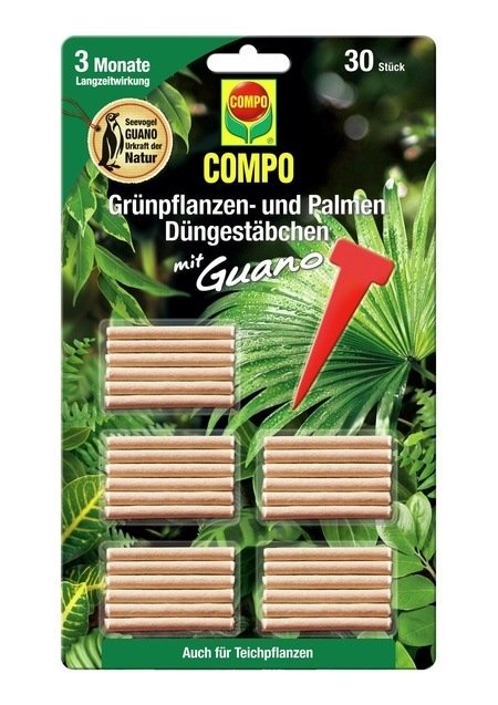 COMPO COMPO Grünpflanzen- und Palmen Düngestäbchen mit Guano (30 Stäbchen)
