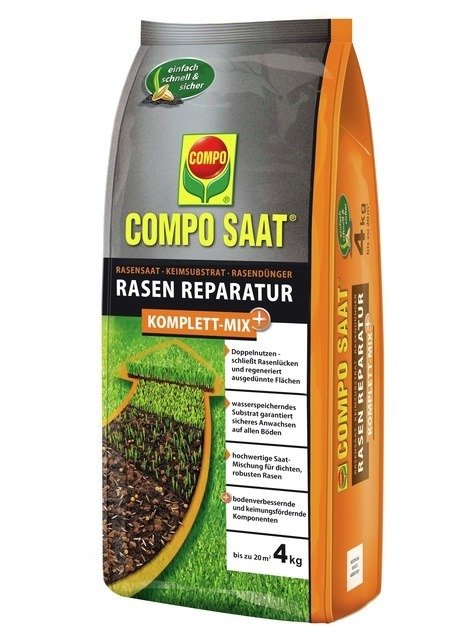 COMPO COMPO SAAT® Rasen-Reparatur Komplett Mix+ 4 kg für bis zu 20 m²