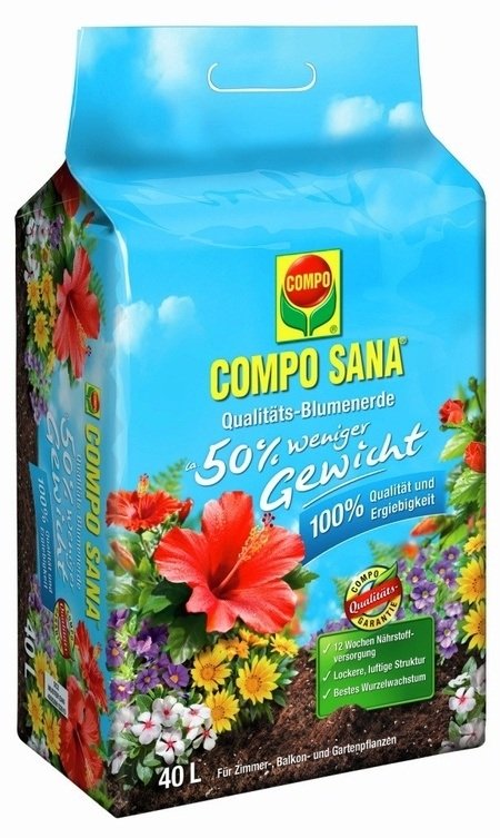 COMPO COMPO SANA® Qualitäts- Blumenerde ca. 50% weniger Gewicht 40 L