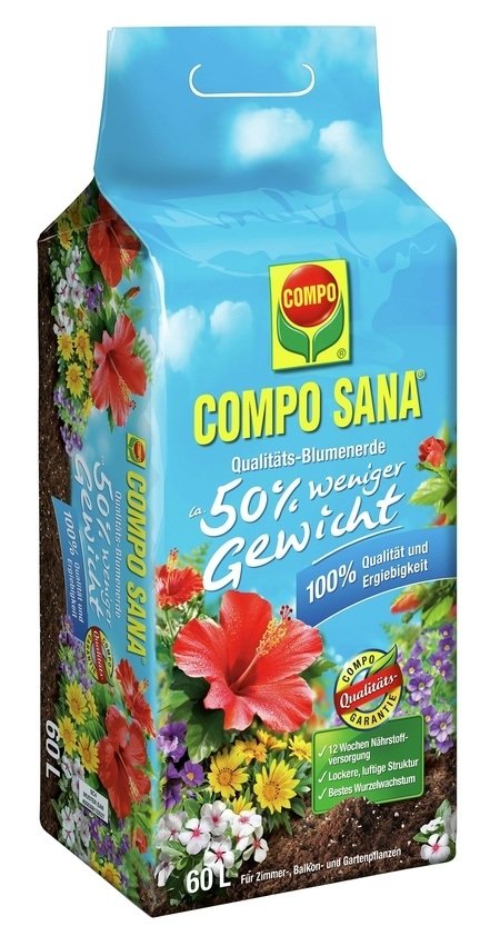 COMPO COMPO SANA® Qualitäts- Blumenerde ca. 50% weniger Gewicht 60 L